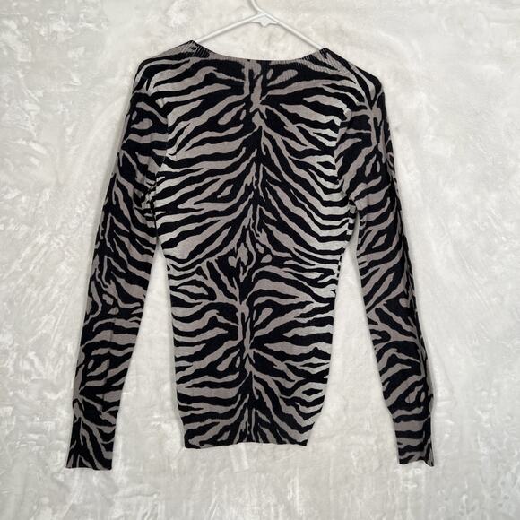 Express Y2K Women’s Sweater Size S Animal Print Zebra V Neck Long Sleeves - Picture 12 of 12